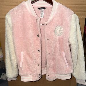 Guess Pink and Cream Fleece Jacket